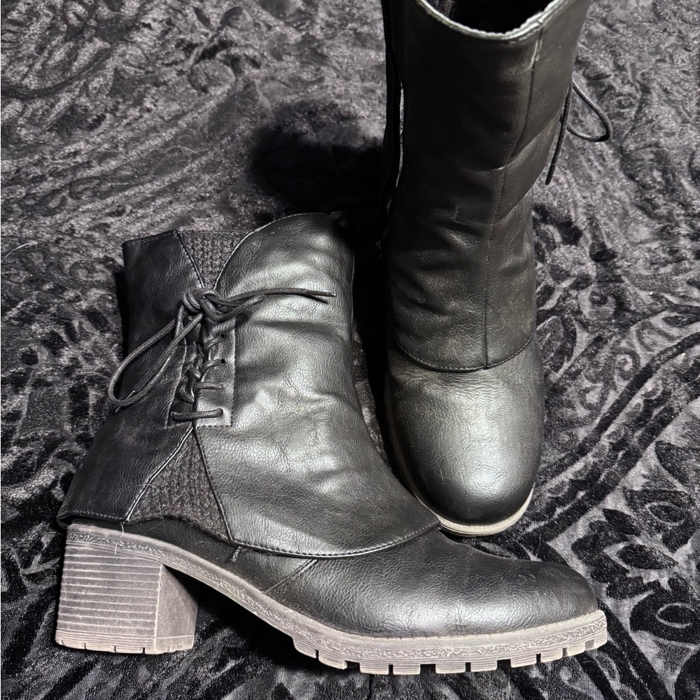 Muk Luks Black Heeled Boots for Women